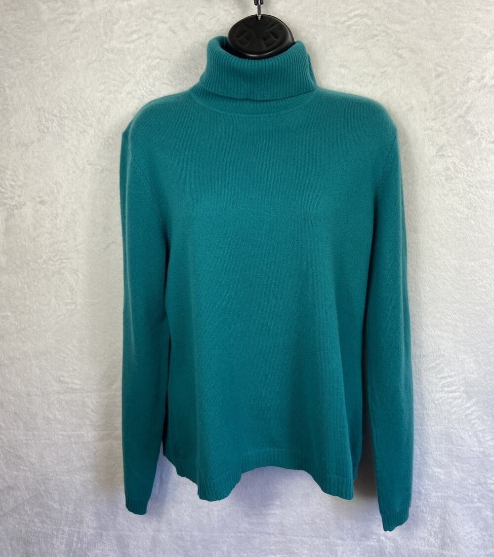 Vintage Marshall Fields 100% Cashmere Sweater Women’s Turtleneck Green Large